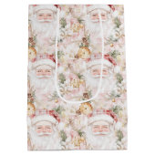 Pink Victorian Santa Claus Christmas Holiday Medium Cadeauzakje (Achterkant)