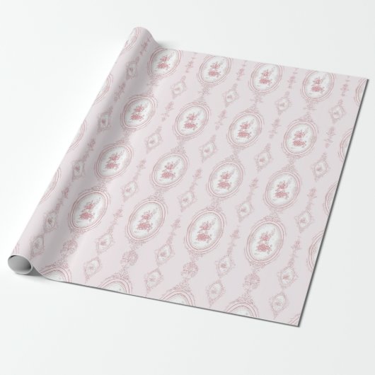Pink Victorian Wallpaper Print Cadeaupapier (Uitgerold)