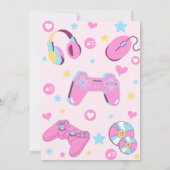 Pink Video Gamer Girl Birthday Kaart (Achterkant)