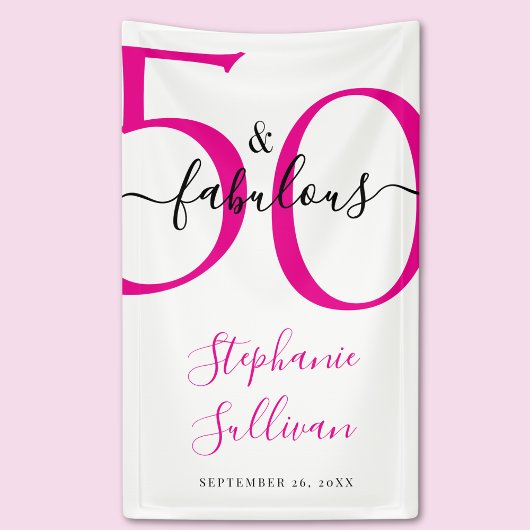 Pink Vijftig En Fabulous 50ste Verjaardagsfeestje Spandoek