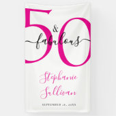 Pink Vijftig En Fabulous 50ste Verjaardagsfeestje Spandoek (Verticaal)