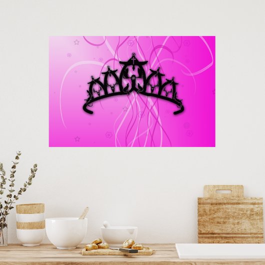Pink Viking Princess Crown Poster (Keuken)