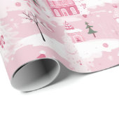 Pink Village Snowy Christmas Cadeaupapier (Rol Hoek)