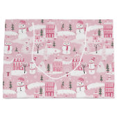 Pink Village Snowy Christmas  Groot Cadeauzakje (Voorkant)