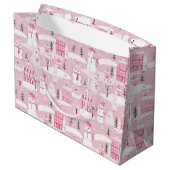 Pink Village Snowy Christmas  Groot Cadeauzakje (Achterkant Gekanteld)