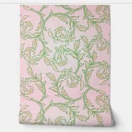Pink Vine Floral Wallpaper Behang