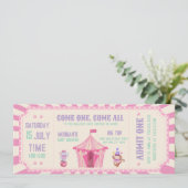 Pink Vintage Circus Ticket Carnival Baby shower Kaart (Staand voorkant)