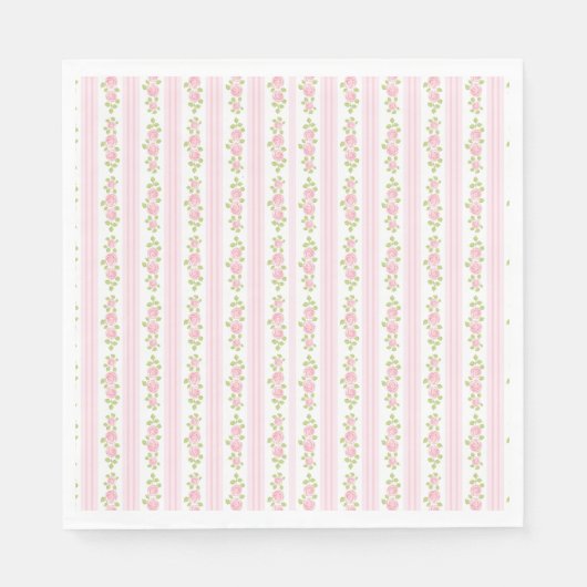 Pink Vintage Fancy Floral Party Dessert Servet (Voorkant)