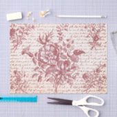 Pink Vintage Floral and Script Tissuepapier (Craft)