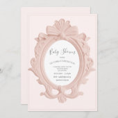 Pink Vintage Frame Baby Shower Kaart (Voorkant / Achterkant)