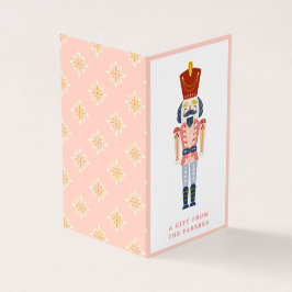 Pink Vintage kerstrector Folded Cadeaubon Label Kaart
