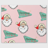 Pink Vintage Retro Santa Cadeaupapier (Vlak)