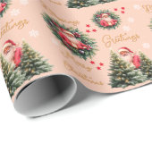 Pink Vintage Santa Claus Gift  Cadeaupapier (Rol Hoek)