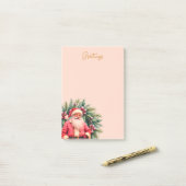 Pink Vintage Santa Holiday Design Post-it® Notes (Op bureau)
