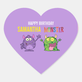 Pink violet monster Fun kids  Hart Sticker