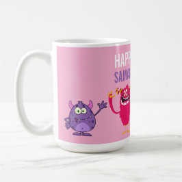 Pink violet monster Fun kids  Koffiemok