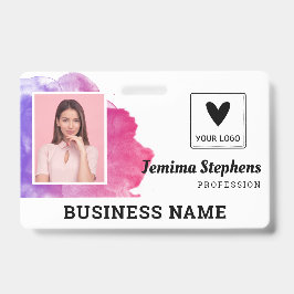 Pink Violet Waterverf Voeg je Logo medewerker toe Badge