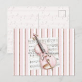 Pink Violin Music Sheet Briefkaart (Voorkant / Achterkant)
