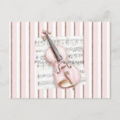 Pink Violin Music Sheet Briefkaart (Voorkant)