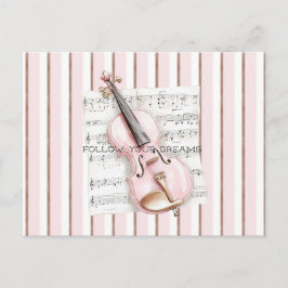 Pink Violin Music Sheet Briefkaart