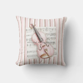 Pink Violin Music Sheet Kussen