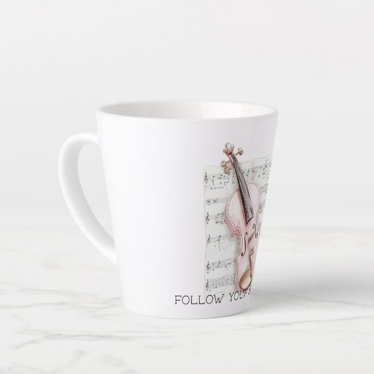 Pink Violin Music Sheet Latte Mok (Linkerhoek)