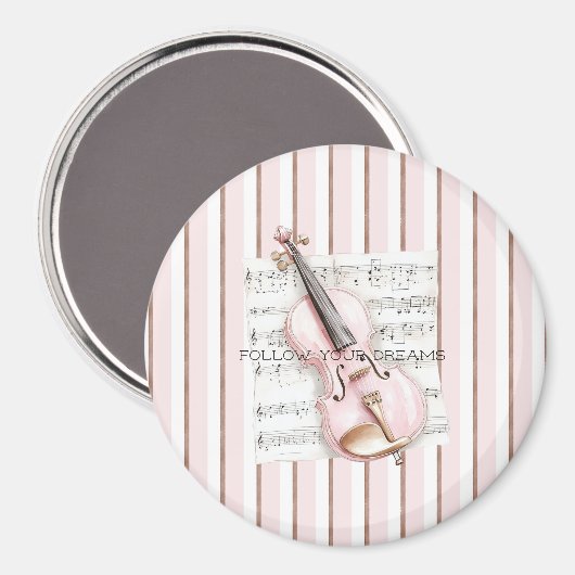 Pink Violin Music Sheet Magneet (Voorkant / Achterkant)