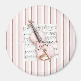 Pink Violin Music Sheet Magneet