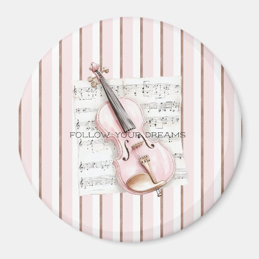 Pink Violin Music Sheet Magneet (Voorkant)