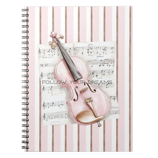 Pink Violin Music Sheet Notitieboek (Voorkant)