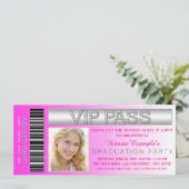 Pink VIP Pass toegangsbewijs afstudeerfeest Kaart (Staand voorkant)