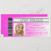 Pink VIP Pass toegangsbewijs afstudeerfeest Kaart (Voorkant / Achterkant)