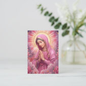 Pink VIrgin Mary Memorial Card Contactkaartje (Staand voorkant)