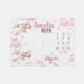 PINK VLIEGTUIG MIJLPAAL Deken, Gepersonaliseerde B Fleece Deken (Voorkant (Horizontaal))