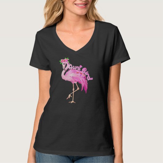 pink Vlingo aunt bird christmas gift matching T-shirt (Voorkant)