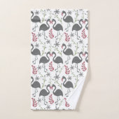 Pink Vlingo seamless pattern flowers, leaves Bad Handdoek (Handdoek)