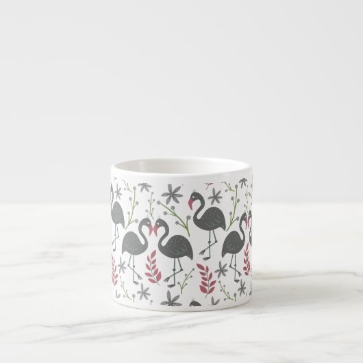 Pink Vlingo seamless pattern flowers, leaves Espresso Kop (Voorkant)