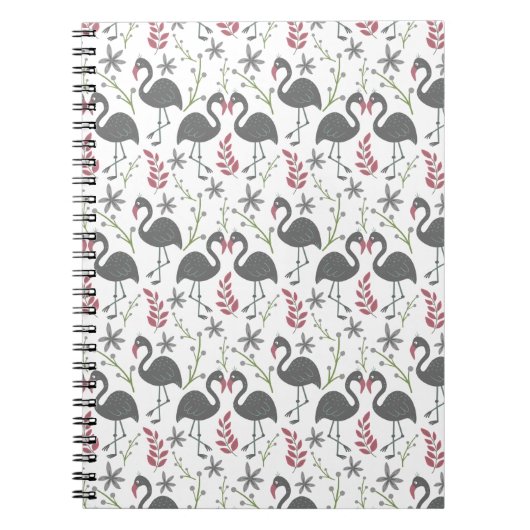 Pink Vlingo seamless pattern flowers, leaves Notitieboek (Voorkant)