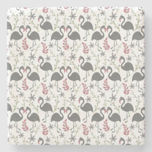 Pink Vlingo seamless pattern flowers, leaves Stenen Onderzetter