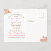 PInk  vogelpest bruiloft Opslaan datum Aankondigingskaart (Achterkant)