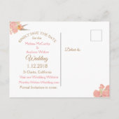 PInk  vogelpest bruiloft Opslaan datum Aankondigingskaart (Achterkant)