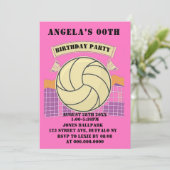Pink Volleyball Birthday Party Invites (Staand voorkant)
