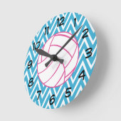 Pink Volleyball Chevron Zigzag Pattern Wall Clock Ronde Klok (Hoek)