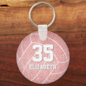 pink volleyball player jersey number backpack labe sleutelhanger (Voorkant)