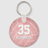 pink volleyball player jersey number backpack labe sleutelhanger (Achterkant)