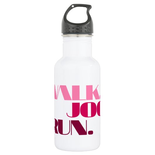 PINK WALK JOG RUN (font CHUNKY) Waterfles (Voorkant)