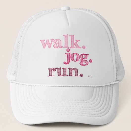 PINK WALK JOG RUN (font SHADED) Trucker Pet (Voorkant)