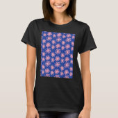 Pink Warped Daisy Wavy Flower Pattern on Cobalt Bl T-shirt (Voorkant)