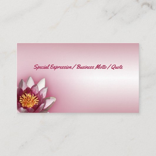 Pink Water Lily Close-up foto Visitekaartje (Achterkant)