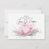 Pink Water Lily Flower Share a Memory Funeral  Notitiekaartje (Voorkant)